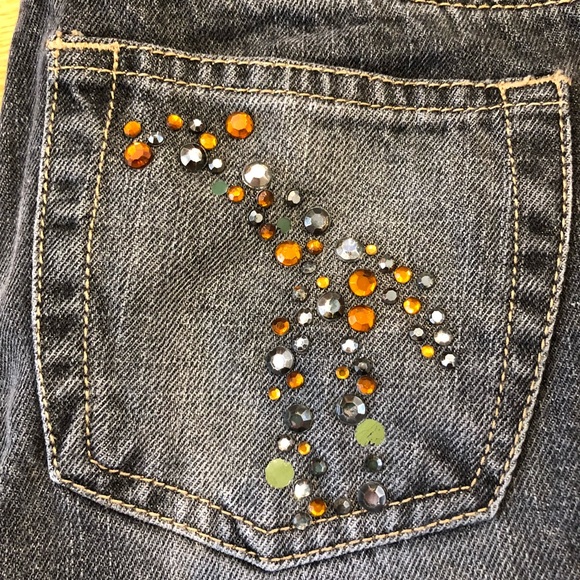 Size 10 Kids Dark Blue Bedazzled Jeans - Picture 2 of 6
